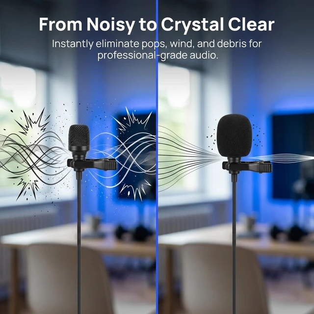 Alt view image 6 of 7 - 40 Pack Microphone Windscreen Foam Covers, Black Mic Foam Covers for Lavalier Microphones, Headset Mic Covers, Small Microphone Sponge Wind Covers for Noise Reduction and Dust Protection
