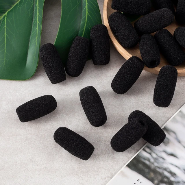 Alt view image 3 of 7 - 30 Pack Mini Foam Microphone Windscreens, High Density Mic Headset Cover, Small Size Lapel Mic Windscreen for Lavalier Microphones Noise Reduction (LxW: 1.36x0.65inch, Caliber: 0.2inch/5mm)