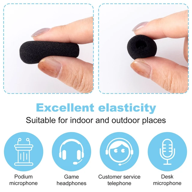 Alt view image 4 of 7 - 30 Pack Mini Foam Microphone Windscreens, High Density Mic Headset Cover, Small Size Lapel Mic Windscreen for Lavalier Microphones Noise Reduction (LxW: 1.36x0.65inch, Caliber: 0.2inch/5mm)