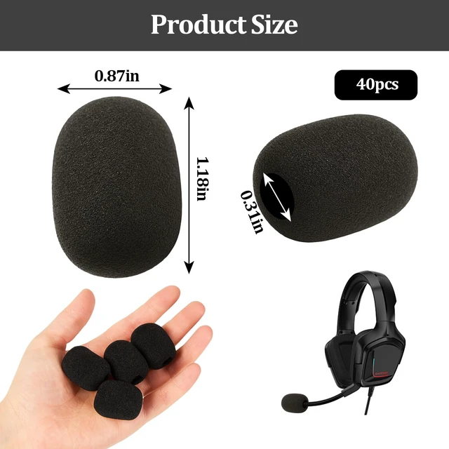 Alt view image 5 of 6 - 40 Pcs Lapel Microphone Windscreen,Headset Windscreen, Mic Foam Covers Lavalier Microphone Windscreen