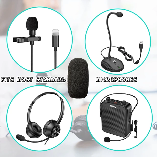 Alt view image 6 of 7 - 14-Pack Lavalier Microphone Foam Covers 1.4" Windshields for Wireless Lapel Mics Noise-Reducing Windscreens for Interviews, Podcasting, Vlogging, Video Recording