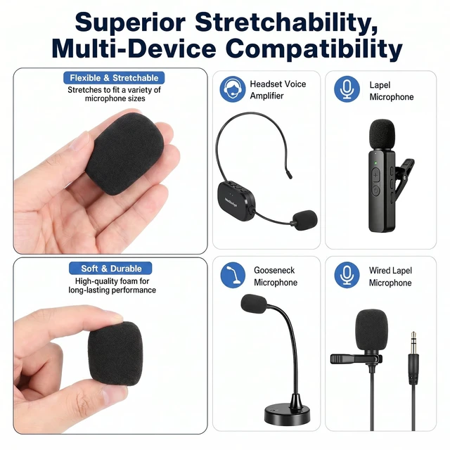 Alt view image 6 of 7 - 16Pcs Microphone Covers, Black Noise-Prevent Microphones Windscreen | Mini High-density Mic Cover Foam, Microphone Covers for Evolution Golf Cart, Lapel Mic, Headset Mic, Wireless Handheld Mics