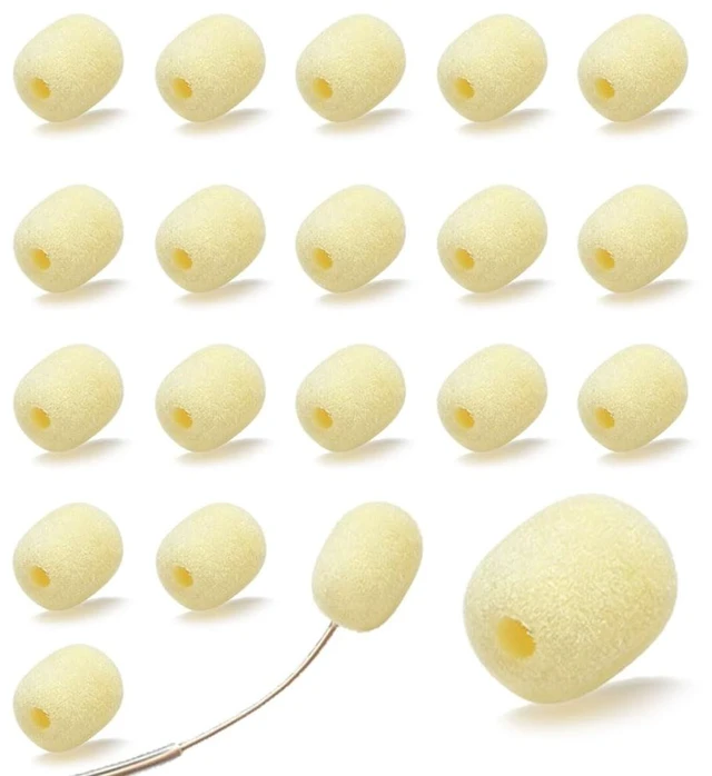 Main image of Mini Foam Mic Windscreen Covers for Headset Microphones, 20 Pack Skin
