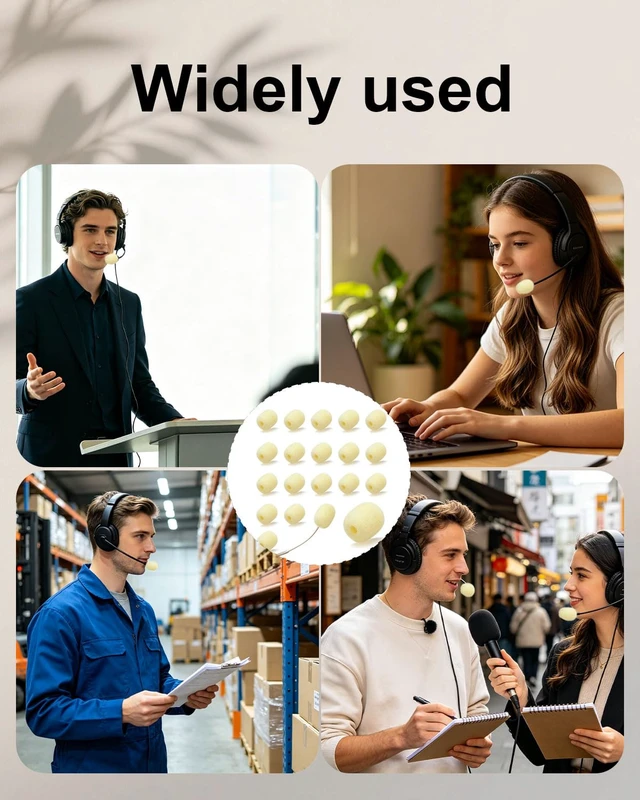 Alt view image 6 of 7 - Mini Foam Mic Windscreen Covers for Headset Microphones, 20 Pack Skin