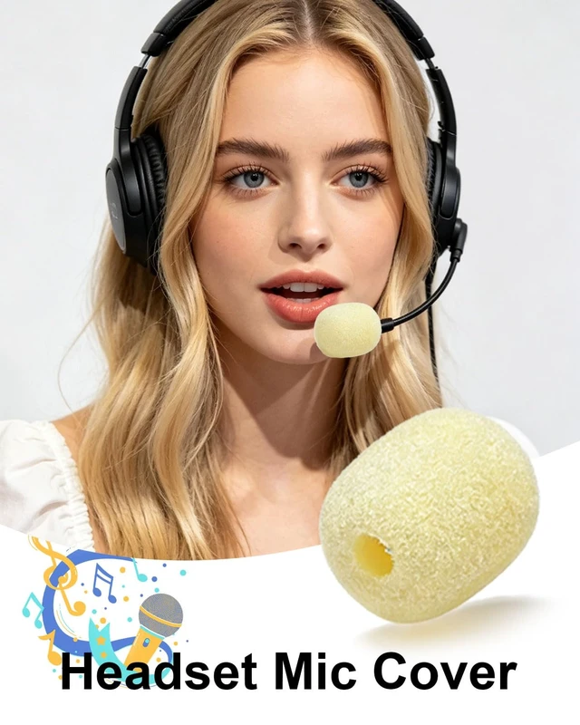Alt view image 5 of 7 - Mini Foam Mic Windscreen Covers for Headset Microphones, 20 Pack Skin
