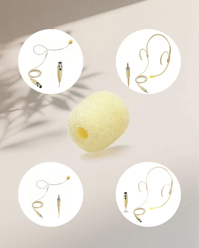 Alt view image 7 of 7 - Mini Foam Mic Windscreen Covers for Headset Microphones, 20 Pack Skin