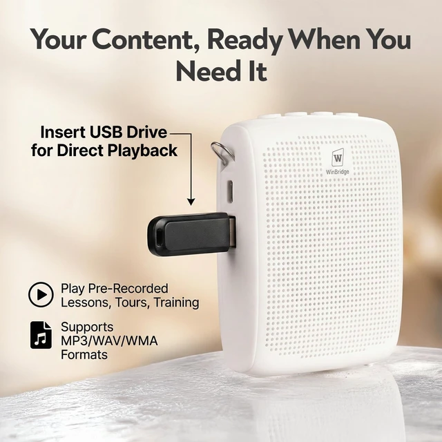 Alt view image 7 of 7 - Wireless Voice Amplifier 15W Bluetooth | Portable PA System, Teacher Microphone for Classroom, 12-15H Battery, Small Presentation Speaker Sound Amplifier WB002 White