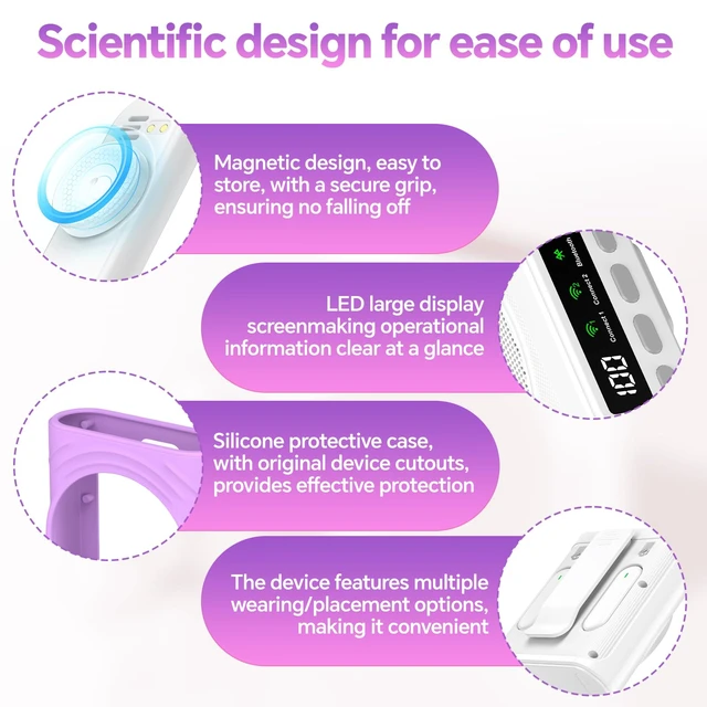 Alt view image 3 of 7 - Voice Amplifier for Teachers, Portable Bluetooth Mini Personal Speaker with Wireless Lavalier Mic & Silicone Protective Cover, Ideal for Classroom, Conference and Tour Guide (Purple)