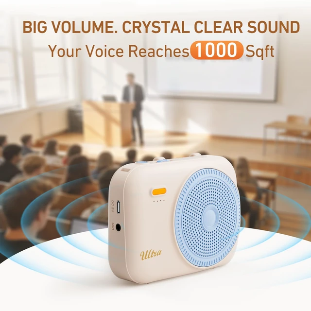 Alt view image 6 of 7 - Teacher Voice Amplifier with 2 Wireless Mic & Magnetic Lavalier, Portable Voice Amplifier Personal Classroom Amplifier-Noise Canceling, 30H Working, Mini Pa System for Teaching Tour Guide Yoga (Blue)