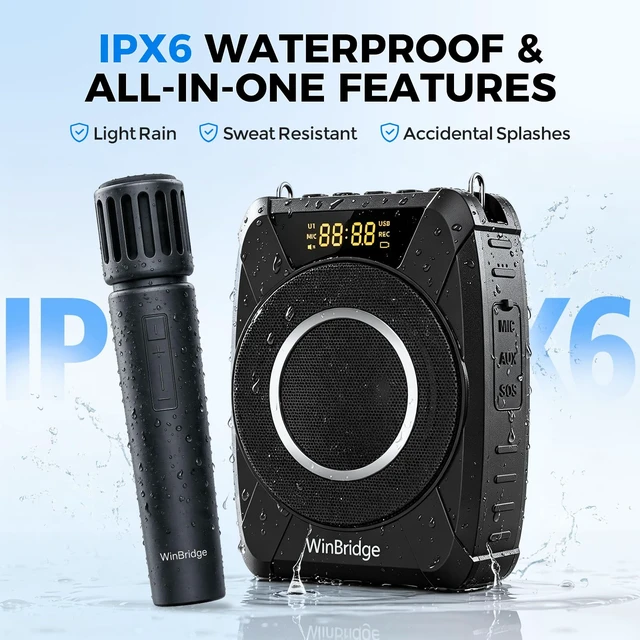 Alt view image 5 of 7 - 20W Portable Voice Amplifier for Teachers, Wireless Mic, PA Speaker M802 | IPX6 Waterproof Bluetooth Speaker with Microphone, Portable Wireless PA System for Classroom, Teaching, Tours & Presentations