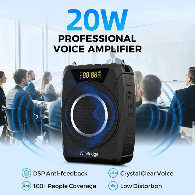 Alt view image 2 of 7 - 20W Portable Voice Amplifier for Teachers, Wireless Mic, PA Speaker M802 | IPX6 Waterproof Bluetooth Speaker with Microphone, Portable Wireless PA System for Classroom, Teaching, Tours & Presentations