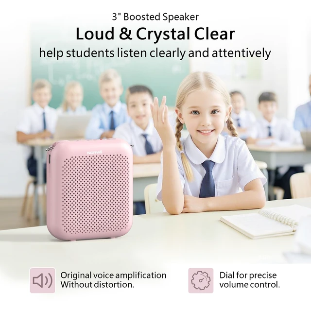 Alt view image 3 of 7 - Voice Amplifiers for Teacher with Headset Microphone and Speaker | Natural voice amplification preserves the original sound. Free from noise and feedback. Portable design for Indoor use.