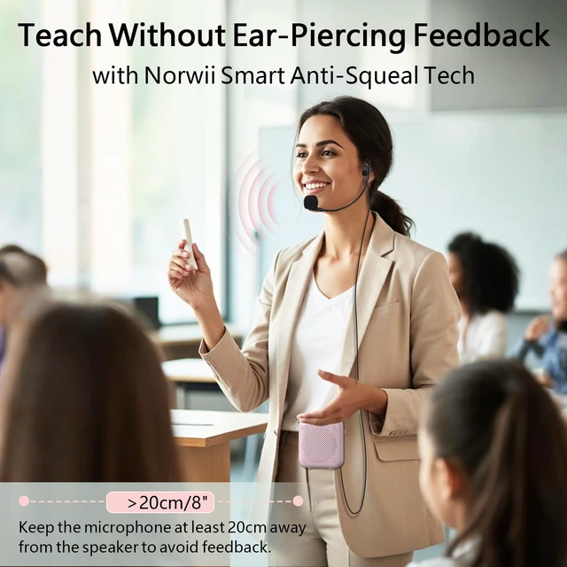 Alt view image 5 of 7 - Voice Amplifiers for Teacher with Headset Microphone and Speaker | Natural voice amplification preserves the original sound. Free from noise and feedback. Portable design for Indoor use.