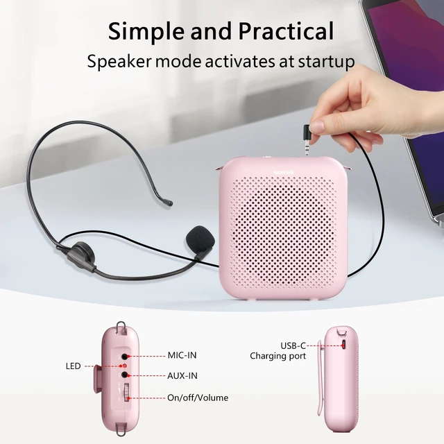 Alt view image 7 of 7 - Voice Amplifiers for Teacher with Headset Microphone and Speaker | Natural voice amplification preserves the original sound. Free from noise and feedback. Portable design for Indoor use.