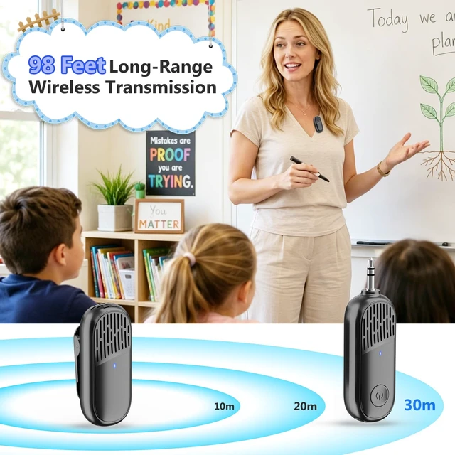 Alt view image 2 of 7 - Magnetic Wireless Lavalier Microphone, 2.4G Clip Mic | USB-C Charging, Microphones for Teaching Tour Guides Fitness Instructor, 98ft Range, Portable Lapel Mic for Speaker PA System