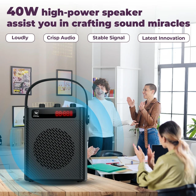 Alt view image 2 of 7 - 40W Bluetooth Voice Amplifier with Headset Mirophone & Handheld Mic | Portable Rechargeable PA System for Teachers & Events,Wireless Karaoke Speaker with 4 Sound Effects for Guitar S95