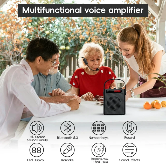 Alt view image 3 of 7 - 40W Bluetooth Voice Amplifier with Headset Mirophone & Handheld Mic | Portable Rechargeable PA System for Teachers & Events,Wireless Karaoke Speaker with 4 Sound Effects for Guitar S95