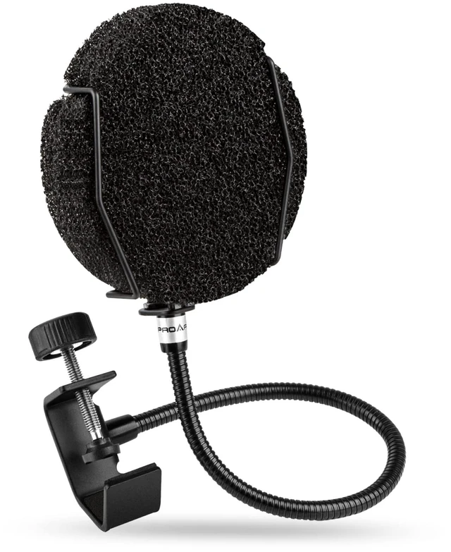 Main image of Pop Filter for Microphone with Multi-Layer Screen, Flexible Gooseneck | Microphone windscreen for singing, voiceovers and podcast recording. Reduces plosives and breath noise; easy to position.
