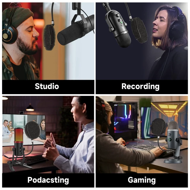 Alt view image 4 of 7 - Pop Filter for Microphone with Multi-Layer Screen, Flexible Gooseneck | Microphone windscreen for singing, voiceovers and podcast recording. Reduces plosives and breath noise; easy to position.