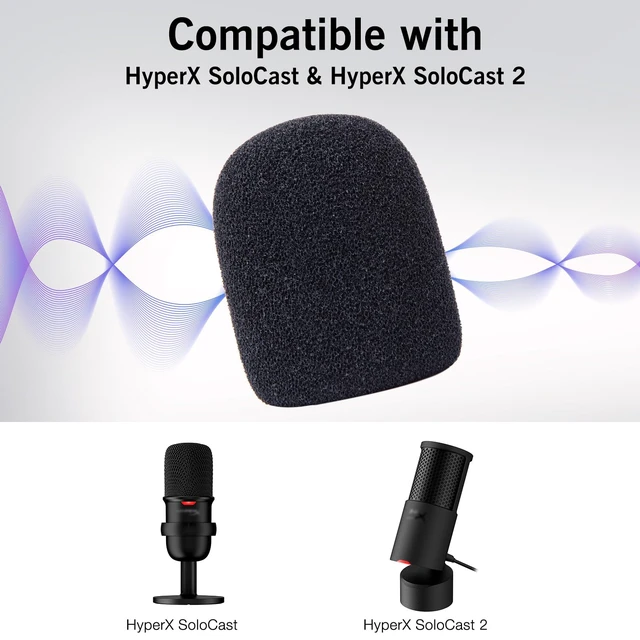Alt view image 3 of 7 - Microphone Pop Filter for SoloCast, Foam Cover for HyperX SoloCast 2 | Noise Reduction Gaming Mic Pop Filter, 1 Pack