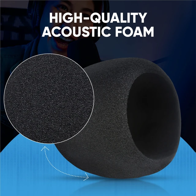 Alt view image 3 of 7 - Foam Windscreen for Blue Yeti Microphone - Pop Filter Cover made from Quality Sponge Material that Filters Unwanted Recording and Background Noises - Black Color