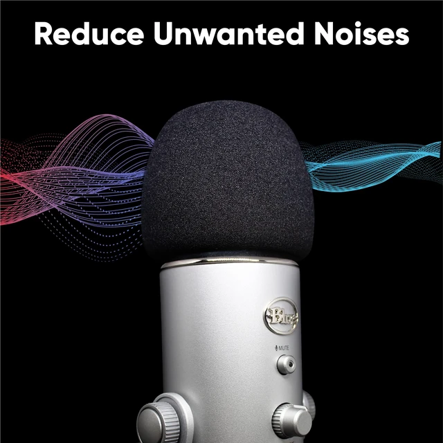 Alt view image 4 of 7 - Foam Windscreen for Blue Yeti Microphone - Pop Filter Cover made from Quality Sponge Material that Filters Unwanted Recording and Background Noises - Black Color