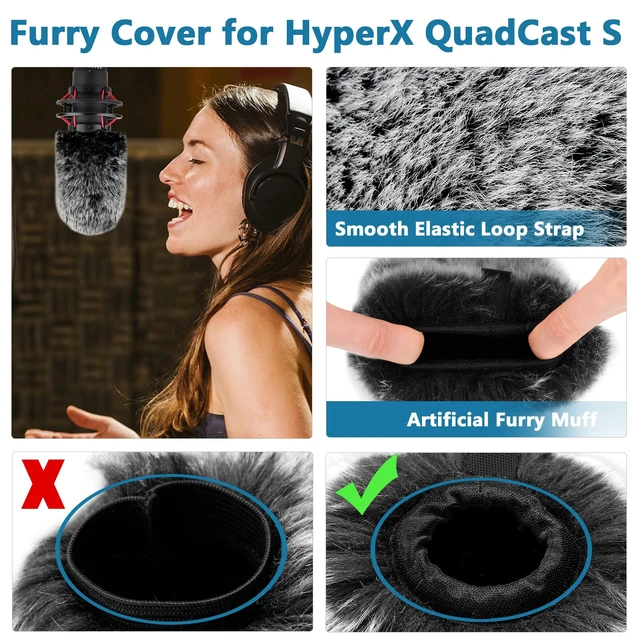 Alt view image 5 of 7 - Pop Filter for Hyperx Quadcast,3 in 1 Quadcast S Mic Pop Filter + Furry Windscreen+ Foam Mic Cover for Hyperx Microphone,Professional Noise Reduction QuadCast Pop Filter Set Combo 3Pack