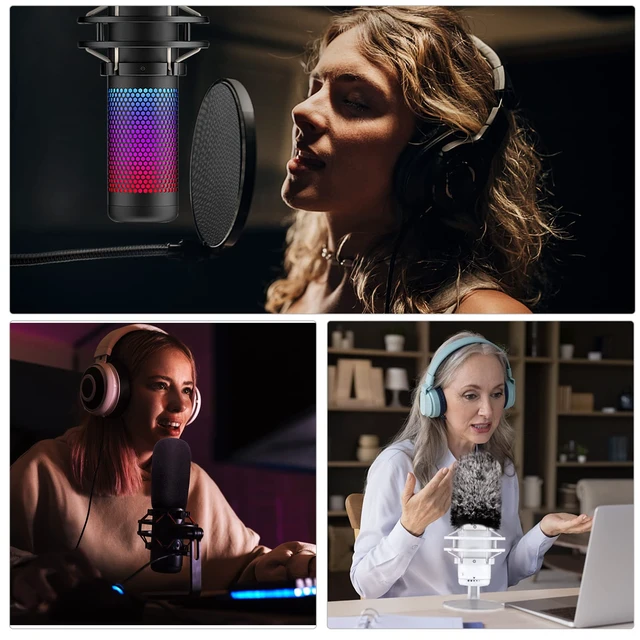Alt view image 7 of 7 - Pop Filter for Hyperx Quadcast,3 in 1 Quadcast S Mic Pop Filter + Furry Windscreen+ Foam Mic Cover for Hyperx Microphone,Professional Noise Reduction QuadCast Pop Filter Set Combo 3Pack