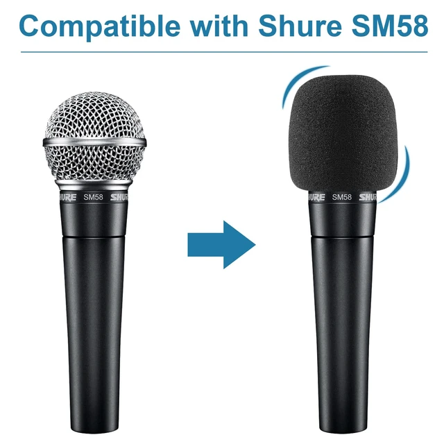 Alt view image 3 of 7 - Windscreen for SM58, 6Pack Microphone Pop Filter Foam Cover for Shure SM58 SM48,Mic Cover Replacement for Noise Reduction ,Black