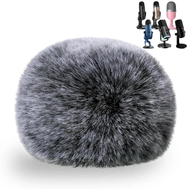 Main image of Blue Yeti Pop Filter, Furry Microphone Foam Windscreen Cover | Fits Yeti, Yeti X, Yeti Nano, Yeti Pro, ZealSound K66, AM8, A6T, SoloCast, Razer Seiren Mini & USB Mics for Podcasting, Black