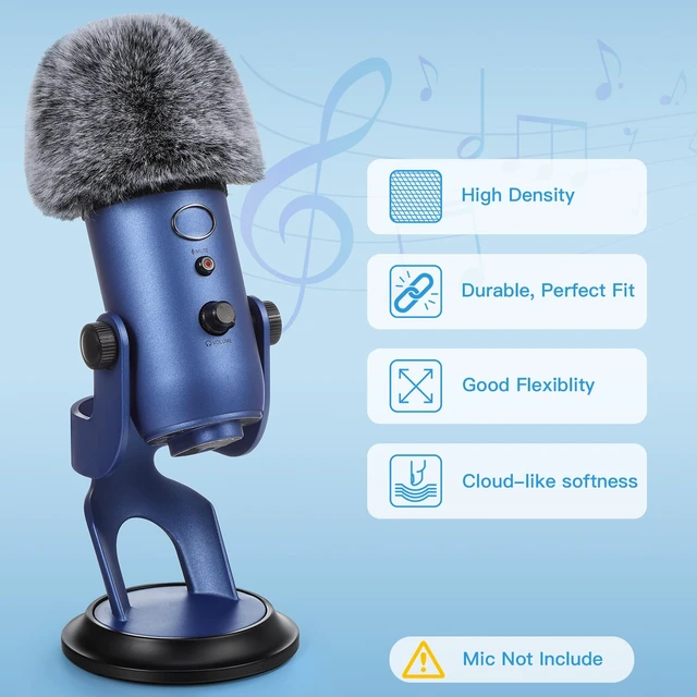 Alt view image 2 of 7 - Blue Yeti Pop Filter, Furry Microphone Foam Windscreen Cover | Fits Yeti, Yeti X, Yeti Nano, Yeti Pro, ZealSound K66, AM8, A6T, SoloCast, Razer Seiren Mini & USB Mics for Podcasting, Black