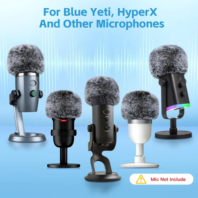 Alt view image 4 of 7 - Blue Yeti Pop Filter, Furry Microphone Foam Windscreen Cover | Fits Yeti, Yeti X, Yeti Nano, Yeti Pro, ZealSound K66, AM8, A6T, SoloCast, Razer Seiren Mini & USB Mics for Podcasting, Black