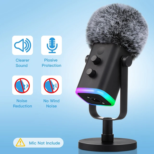 Alt view image 3 of 7 - Blue Yeti Pop Filter, Furry Microphone Foam Windscreen Cover | Fits Yeti, Yeti X, Yeti Nano, Yeti Pro, ZealSound K66, AM8, A6T, SoloCast, Razer Seiren Mini & USB Mics for Podcasting, Black