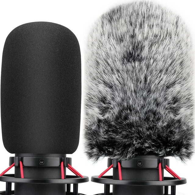 Main image of Pop Filter for Hyperx Quadcast s, Mic Foam Cover+Furry Wind Muff Compatible with Hyperx Quadcast s Microphone Pop Filter Windscreen Cover for Indoor/Outdoor Use,Combo 2Pack