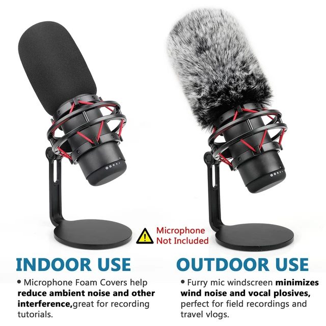 Alt view image 2 of 7 - Pop Filter for Hyperx Quadcast s, Mic Foam Cover+Furry Wind Muff Compatible with Hyperx Quadcast s Microphone Pop Filter Windscreen Cover for Indoor/Outdoor Use,Combo 2Pack