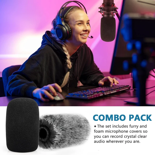 Alt view image 6 of 7 - Pop Filter for Hyperx Quadcast s, Mic Foam Cover+Furry Wind Muff Compatible with Hyperx Quadcast s Microphone Pop Filter Windscreen Cover for Indoor/Outdoor Use,Combo 2Pack