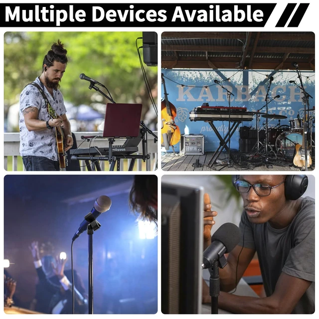 Alt view image 7 of 7 - 4 Pack Universal Adjustable Mic Clips for Stands, Wireless Microphone Holder with 5/8 to 3/8 Inch Adapter, 180° Adjustable Knob, Secure Clamp for Mic Stands