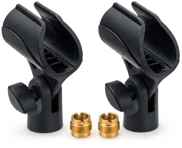 Main image of 2 Pack Mic Clip, 5/8" Male to 3/8" Female Adapters | Secure, Adjustable Mic Positioning for Live Shows, Worship Services, and Event Setups