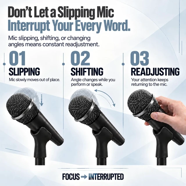 Alt view image 2 of 7 - 2 Pack Mic Clip, 5/8" Male to 3/8" Female Adapters | Secure, Adjustable Mic Positioning for Live Shows, Worship Services, and Event Setups