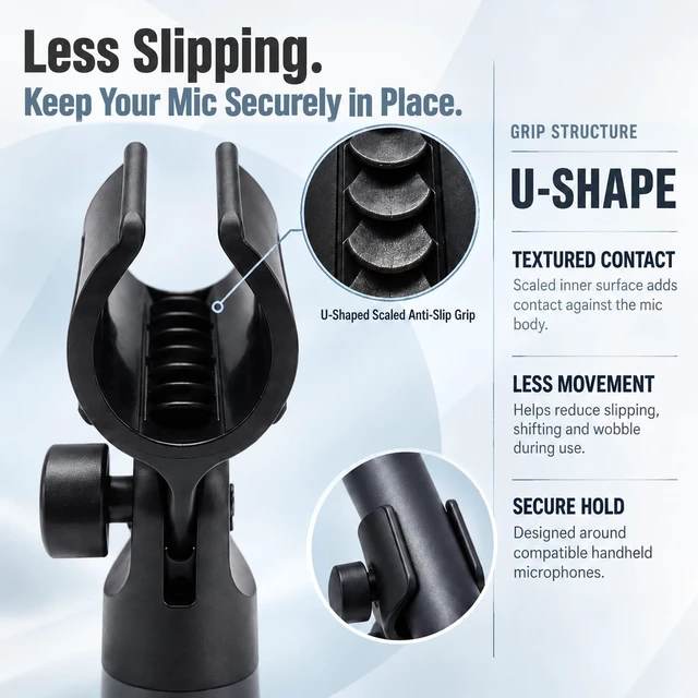 Alt view image 3 of 7 - 2 Pack Mic Clip, 5/8" Male to 3/8" Female Adapters | Secure, Adjustable Mic Positioning for Live Shows, Worship Services, and Event Setups