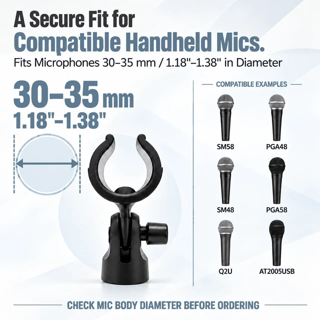 Alt view image 5 of 7 - 2 Pack Mic Clip, 5/8" Male to 3/8" Female Adapters | Secure, Adjustable Mic Positioning for Live Shows, Worship Services, and Event Setups