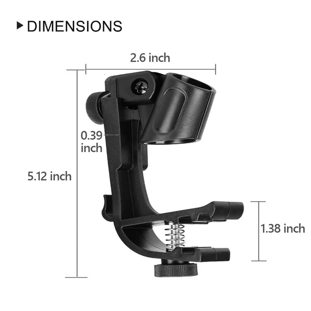 Alt view image 4 of 7 - Adjustable Drum Rim Mic Clips, Microphone Mount Clamp (Pack of 2) | Rim-Mount Mic Clips Position Microphones Without a Floor Stand, Check Drum Rim and Microphone Fit Before Purchase