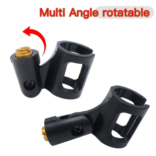 Alt view image 3 of 6 - 4-Pack Adjustable Rubber Microphone Holder Clips 29-32mm Black | shockproof rubber build, flexible clamp mount, handheld mic stand fit, adjustable inner diameter, stage studio