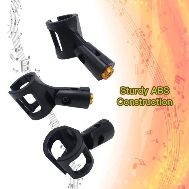 Alt view image 6 of 6 - 4-Pack Adjustable Rubber Microphone Holder Clips 29-32mm Black | shockproof rubber build, flexible clamp mount, handheld mic stand fit, adjustable inner diameter, stage studio