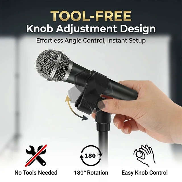 Alt view image 6 of 7 - Mic Clips for Stands Set, 4 pcs Universal Adjustable Microphone Clip Holder with 5/8 Inch Male to 3/8 Inch Female Screw Adapter and 2 Lapel Mic-Clip, Secure Clamp for Mic Stands(COLOR:Black)