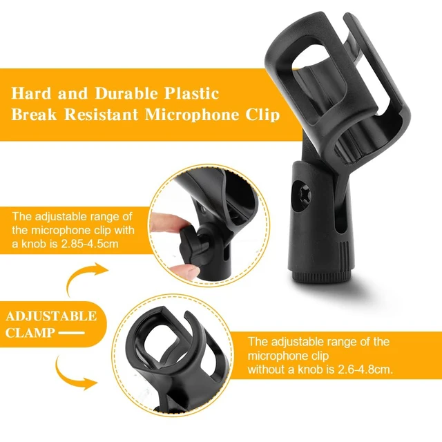 Alt view image 4 of 7 - 3 PCS Microphone Clip Holder with 5/8" Male to 3/8" Female Screw Adapter | Universal Microphone Clip Holder, Adjustable Mic Holder for Stand 5/8" to 3/8" Adapter for Wired Wireless Microphones