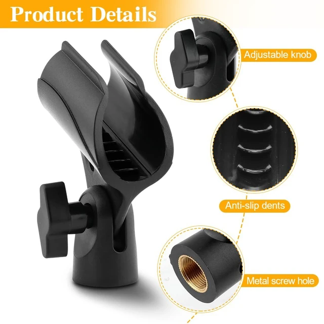 Alt view image 6 of 7 - 3 PCS Microphone Clip Holder with 5/8" Male to 3/8" Female Screw Adapter | Universal Microphone Clip Holder, Adjustable Mic Holder for Stand 5/8" to 3/8" Adapter for Wired Wireless Microphones