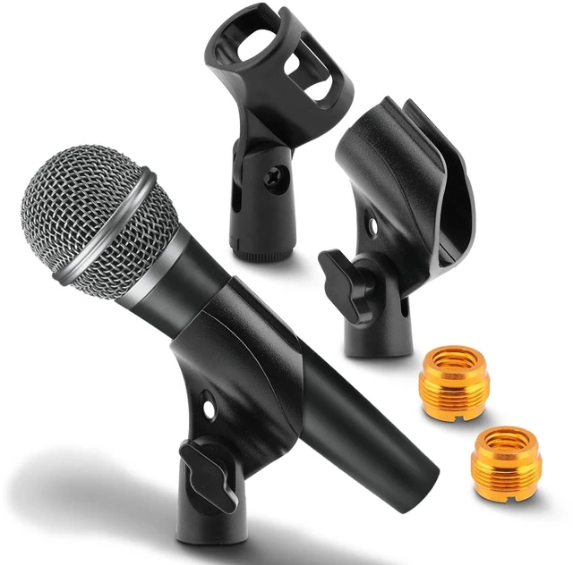 Main image of 3 PCS Microphone Clip Holder with 5/8" Male to 3/8" Female Screw Adapter | Universal Microphone Clip Holder, Adjustable Mic Holder for Stand 5/8" to 3/8" Adapter for Wired Wireless Microphones