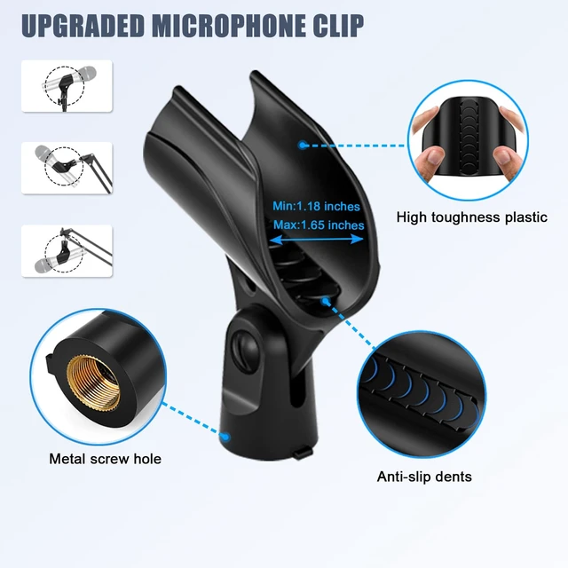 Alt view image 3 of 7 - Desk Mic Stand, Portable Foldable Microphone Tripod with Mic Clip Holder Adjustable Microphone Stand Desk Table for Blue Yeti Snowball Spark and Other Dynamic Microphones