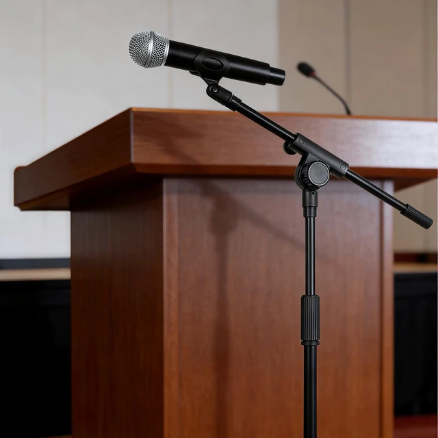 Alt view image 3 of 7 - Heavy-Duty Tabletop Microphone Stand - Universal Adjustable Mic Holder with Shock Mount & Non-Slip Base for Recording, Streaming, Podcasting